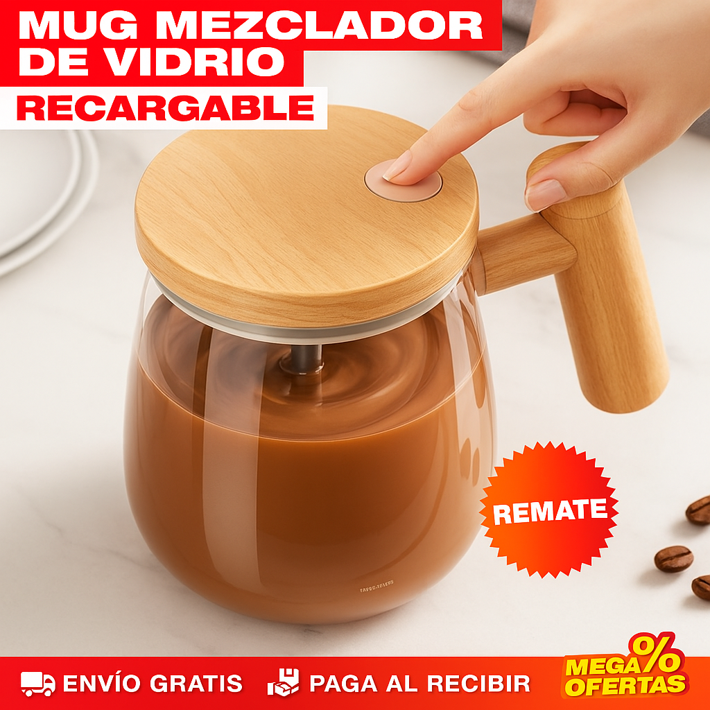 Mug Mezclador de Vidrio Recargable – Alta Calidad